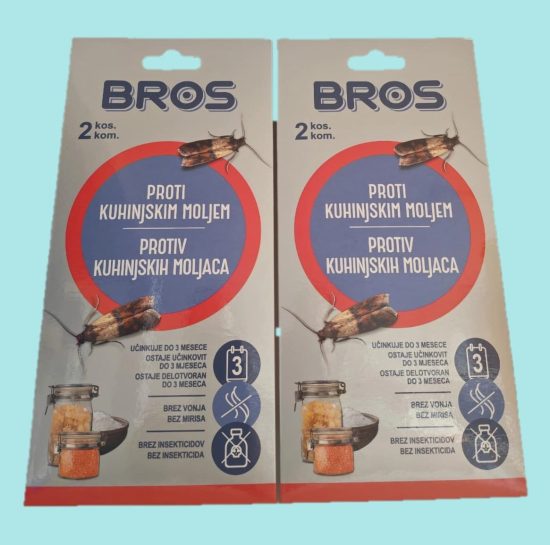 BROS zamka djeluje pomoću posebnog feromonskog mamca koji oponaša prirodni miris ženke prehrambenog moljca.